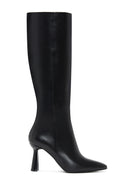 Women's Black Leather Zippered Heeled Boots | Derimod Women's Black Leather Zippered Heeled Boots | Derimod