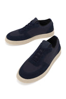 Erkek Lacivert Bağcıklı Süet Deri Sneaker | Derimod Erkek Lacivert Bağcıklı Süet Deri Sneaker | Derimod