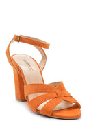 Women's Suede Leather Heeled Sandals | Derimod Women's Suede Leather Heeled Sandals | Derimod
