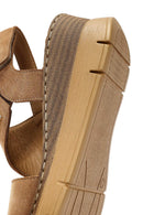 Women's Tan Suede Leather Wedge Heeled Ankle Buckle Comfort Sandals | Derimod Women's Tan Suede Leather Wedge Heeled Ankle Buckle Comfort Sandals | Derimod