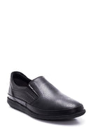 Men's Black Leather Perforated Sports Loafer | Derimod Men's Black Leather Perforated Sports Loafer | Derimod