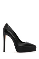 Women's Black Platform Heeled Leather Stiletto | Derimod Women's Black Platform Heeled Leather Stiletto | Derimod