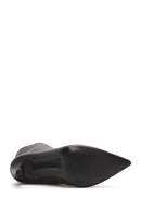Women's Black Zippered Thin Heeled Leather Boots | Derimod Women's Black Zippered Thin Heeled Leather Boots | Derimod
