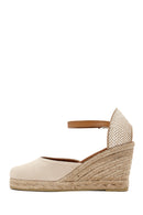 Women's Beige Ankle Strap Wedge Heeled Espadrille | Derimod Women's Beige Ankle Strap Wedge Heeled Espadrille | Derimod