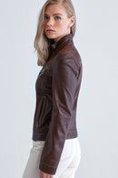 Zoey Women's Leather Jacket | Derimod Zoey Women's Leather Jacket | Derimod