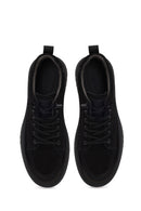 Erkek Siyah Bağcıklı Kalın Tabanlı Nubuk Deri Sneaker | Derimod Erkek Siyah Bağcıklı Kalın Tabanlı Nubuk Deri Sneaker | Derimod