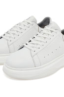 Men's White Lace-Up Thick-Soled Leather Sneaker | Derimod Men's White Lace-Up Thick-Soled Leather Sneaker | Derimod