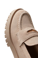 Kadın Bej Deri Süet Maskülen Loafer | Derimod Kadın Bej Deri Süet Maskülen Loafer | Derimod