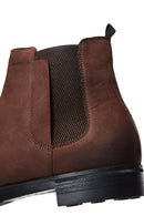 Men's Brown Nubuck Leather Chelsea Flat Boots | Derimod Men's Brown Nubuck Leather Chelsea Flat Boots | Derimod