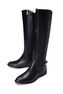Women's Black Leather Buckle Zippered Boots | Derimod Women's Black Leather Buckle Zippered Boots | Derimod