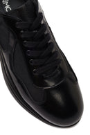 Men's Black Lace-Up Thick-Soled Leather Casual Sneaker | Derimod Men's Black Lace-Up Thick-Soled Leather Casual Sneaker | Derimod