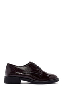 Women's Burgundy Lace-Up Patent Leather Masculine Shoes | Derimod Women's Burgundy Lace-Up Patent Leather Masculine Shoes | Derimod