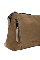 Woman Camel Long-Strap Suede Crossbody Bag | Derimod Woman Camel Long-Strap Suede Crossbody Bag | Derimod