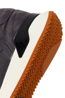 Erkek Gri Bağcıklı Kalın Tabanlı Deri Sneaker | Derimod Erkek Gri Bağcıklı Kalın Tabanlı Deri Sneaker | Derimod