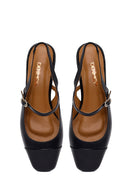 Woman Black Buckled Backless Leather Ballet Flat | Derimod Woman Black Buckled Backless Leather Ballet Flat | Derimod