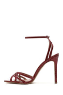 Women's Red Ankle Strap Thin High Heel Patent Leather Sandals | Derimod Women's Red Ankle Strap Thin High Heel Patent Leather Sandals | Derimod