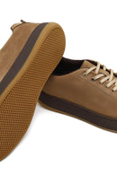 Erkek Vizon Bağcıklı Kalın Tabanlı Nubuk Deri Sneaker | Derimod Erkek Vizon Bağcıklı Kalın Tabanlı Nubuk Deri Sneaker | Derimod
