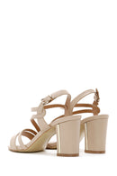 Women's Beige Ankle Strap Chunky Heel Sandals | Derimod Women's Beige Ankle Strap Chunky Heel Sandals | Derimod
