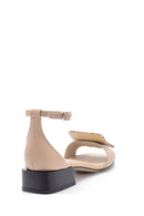 Women's Mink Leather Thick Low Heel Sandals | Derimod Women's Mink Leather Thick Low Heel Sandals | Derimod
