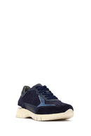 Kadın Lacivert Bağcıklı Kalın Tabanlı Deri Sneaker | Derimod Kadın Lacivert Bağcıklı Kalın Tabanlı Deri Sneaker | Derimod