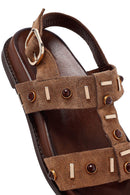 Women's Mink Stone Suede Leather Sandals | Derimod Women's Mink Stone Suede Leather Sandals | Derimod