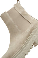 Women's Beige Suede Leather Chelsea Boots | Derimod Women's Beige Suede Leather Chelsea Boots | Derimod