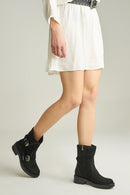 Women's Suede Boots with Stud and Buckle Detail | Derimod Women's Suede Boots with Stud and Buckle Detail | Derimod