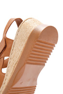 Women's Tan Thick Soled Leather Comfort Sandals with Ankle Strap | Derimod Women's Tan Thick Soled Leather Comfort Sandals with Ankle Strap | Derimod