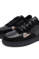 Woman Black Laced Leather Sneakers | Derimod Woman Black Laced Leather Sneakers | Derimod