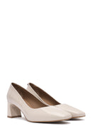 Women's Beige Low Heel Patent Leather Stiletto | Derimod Women's Beige Low Heel Patent Leather Stiletto | Derimod