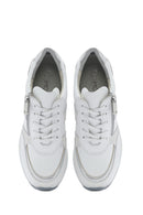 Kadın Beyaz Dolgu Topuklu Yandan Fermuarlı Deri Sneaker | Derimod Kadın Beyaz Dolgu Topuklu Yandan Fermuarlı Deri Sneaker | Derimod