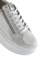 Kadın Gümüş Kalın Tabanlı Yandan Fermuarlı Deri Sneaker | Derimod Kadın Gümüş Kalın Tabanlı Yandan Fermuarlı Deri Sneaker | Derimod