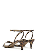 Women's Leopard Ankle Buckle Low Thin Heel Patent Leather Sandals | Derimod Women's Leopard Ankle Buckle Low Thin Heel Patent Leather Sandals | Derimod