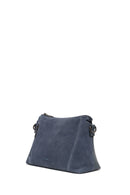 Woman Blue Long-Strap Suede Crossbody Bag | Derimod Woman Blue Long-Strap Suede Crossbody Bag | Derimod