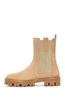 Women's Beige Suede Leather Chelsea Boots | Derimod Women's Beige Suede Leather Chelsea Boots | Derimod