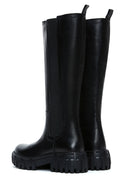 Women's Black Leather Thick Soled Boots | Derimod Women's Black Leather Thick Soled Boots | Derimod