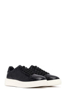 Men's Black Croco Lace-up Leather Sneaker | Derimod Men's Black Croco Lace-up Leather Sneaker | Derimod