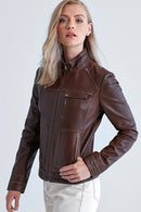 Zoey Women's Leather Jacket | Derimod Zoey Women's Leather Jacket | Derimod
