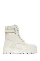 Women's Beige Leather Thick Soled Boots | Derimod Women's Beige Leather Thick Soled Boots | Derimod