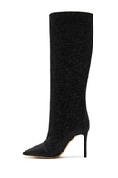 Women's Black Leather Thin Heeled Stone Boots | Derimod Women's Black Leather Thin Heeled Stone Boots | Derimod