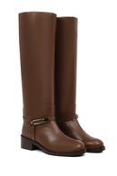 Women's Brown Buckled Leather Boot | Derimod Women's Brown Buckled Leather Boot | Derimod