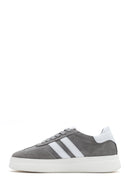Women's Grey Lace-Up Chunky Sole Suede Leather Sneakers | Derimod Women's Grey Lace-Up Chunky Sole Suede Leather Sneakers | Derimod