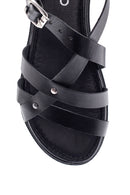 Women's Black Leather Flat Bodrum Sandals | Derimod Women's Black Leather Flat Bodrum Sandals | Derimod