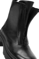 Women's Black Double Zipper Leather Boots | Derimod Women's Black Double Zipper Leather Boots | Derimod