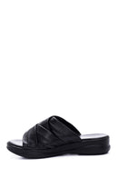 Women's Black Leather Casual Flat Slippers | Derimod Women's Black Leather Casual Flat Slippers | Derimod
