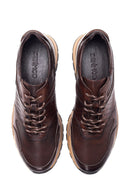 Erkek Kahverengi Deri Baskılı Sneaker | Derimod Erkek Kahverengi Deri Baskılı Sneaker | Derimod