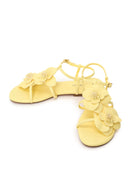 Woman Yellow Ankle-Buckle Floral Sandal | Derimod Woman Yellow Ankle-Buckle Floral Sandal | Derimod