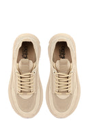 Derimod Zero Women Beige Lace-Up Thick-Soled Fabric Sneaker | Derimod Derimod Zero Women Beige Lace-Up Thick-Soled Fabric Sneaker | Derimod