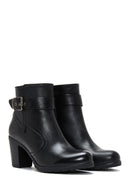 Women's Leather Buckle Heeled Boots | Derimod Women's Leather Buckle Heeled Boots | Derimod