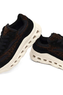 Kadın Siyah Bağcıklı Kalın Tabanlı Deri Sneaker | Derimod Kadın Siyah Bağcıklı Kalın Tabanlı Deri Sneaker | Derimod